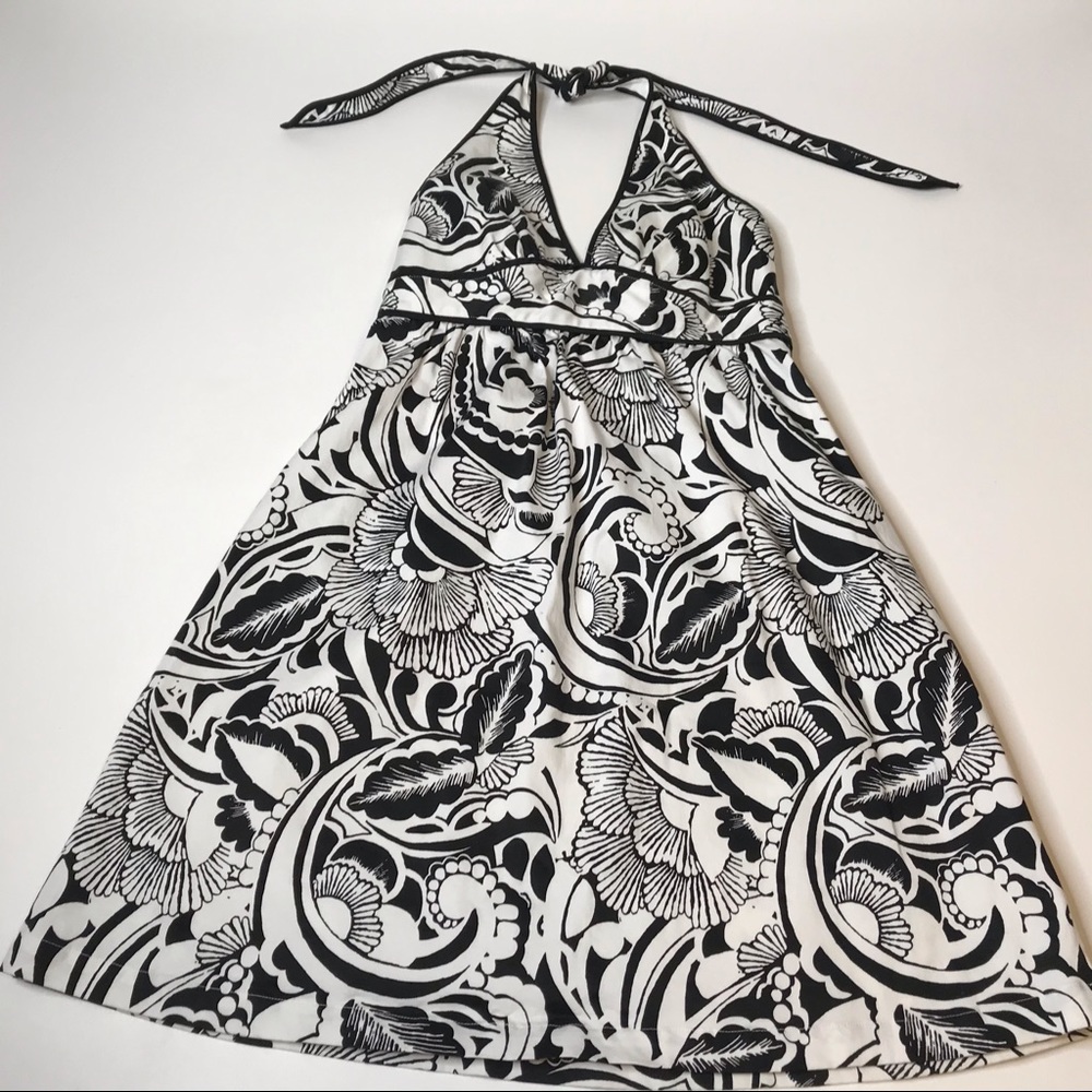 a.n.a Black + White Halter Style Fit Flare Dress